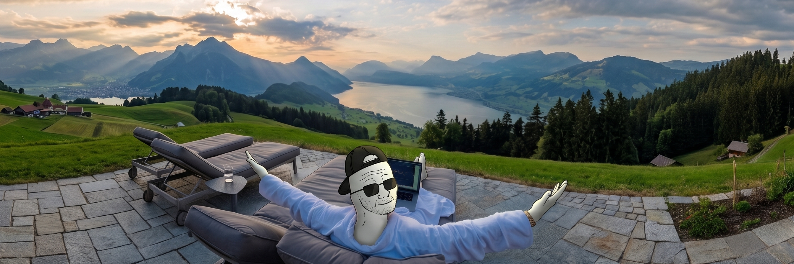 The bro, on a mountain, overlooking the lake