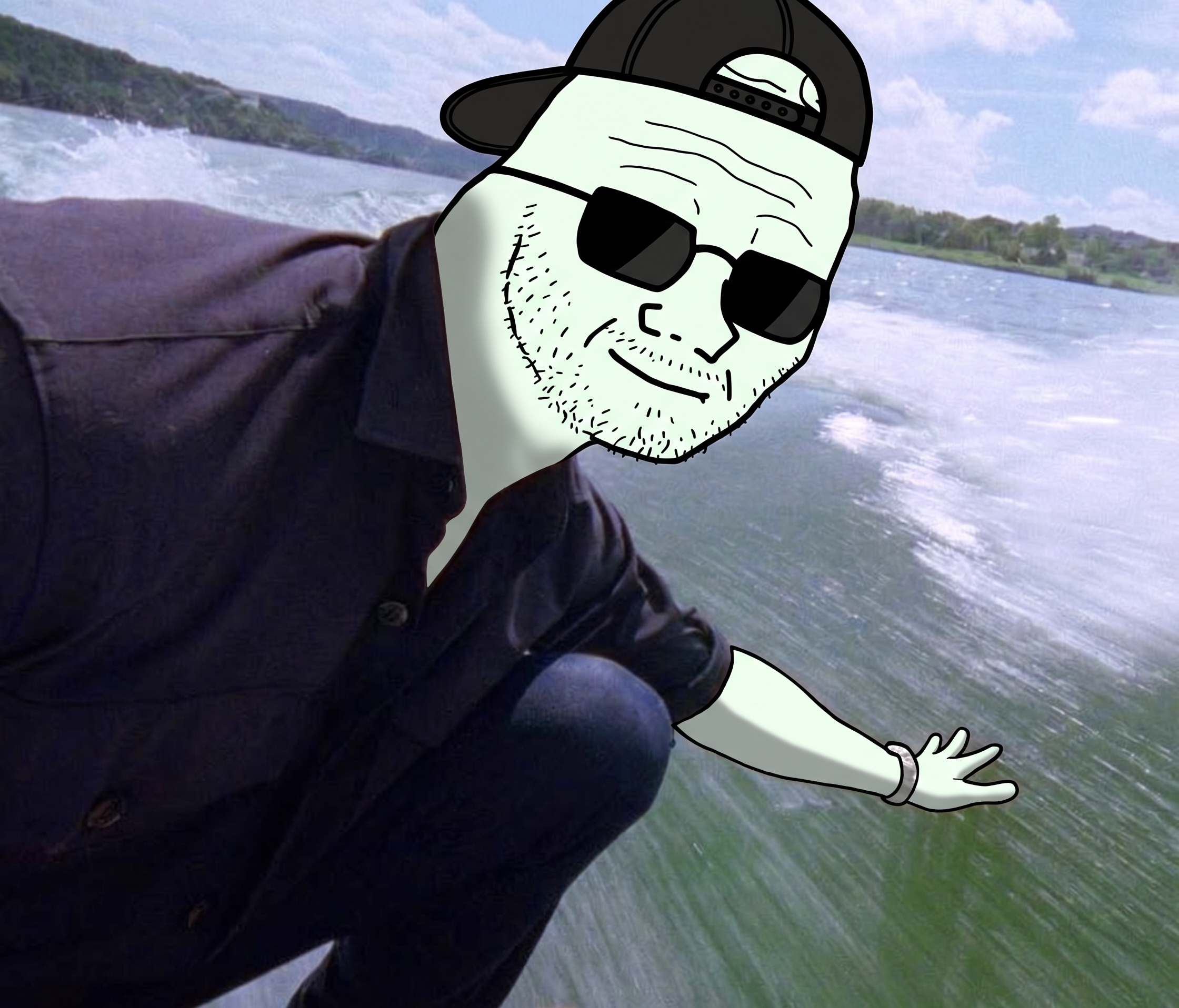 Bro riding a boat on the lake